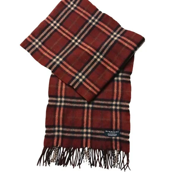 Burberry Vintage Brick Red/Burgundy Multi-Color Plaid Luxury Scarf Scarves